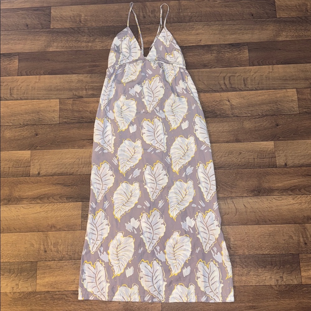 Pataloha Size Small Maxi Dress Vintage Patagonia Hawaii Leaves Print Fall Casual